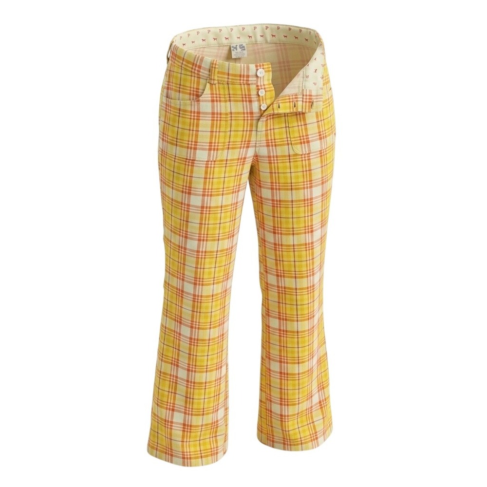 Victoria's Secret PINK Y2K Plaid Cotton Cargo Pants Small Yellow Orange Pockets